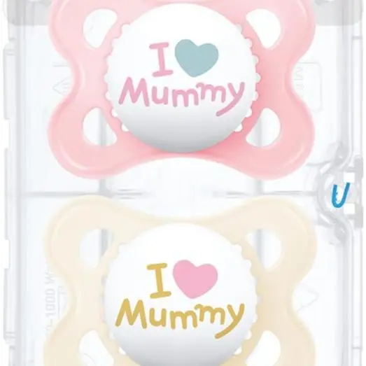 Style 0+ Months (Pack of 2), Baby Soothers with Self Sterilising Travel Case, Newborn Essentials, Pink (Designs May Vary) 1