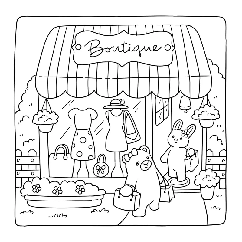 Adorable Shop: Cute & Simple Coloring Book for Kids Featuring the Joyful Daily Life of Animal Characters 8