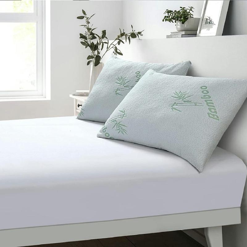 YORKSHIRE HOMEWARE Luxury Jumbo & Bamboo Cover Bounce Back Pillows, Bamboo Cover Hollow fibre Filled Pillows with Bamboo Removable cover for Back Neck & Shoulder Support Sleeping Pillows 4