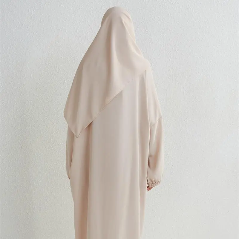 HS10049  High Quality Fabric Solid Color Hooded Robe abayas 1