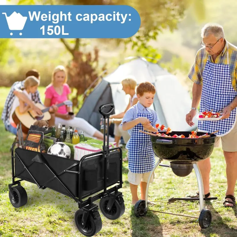 150KG Foldable Heavy Duty Garden Camping Beach Cart Festival Trolley Cart Wagon 7