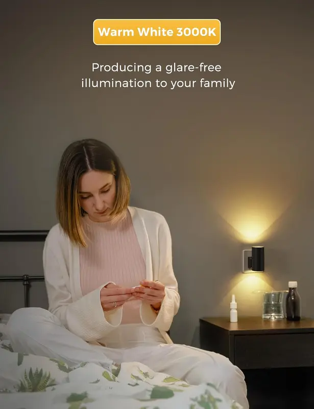 Night Light Plug in Wall, [1 Pack] Vintage Night Light with Dusk to Dawn Sensor, Adjustable Brightness 0-100LM, Warm White 3000K, Dimmable Night Light Hallway Bedroom Stair Bathroom Toddler 6