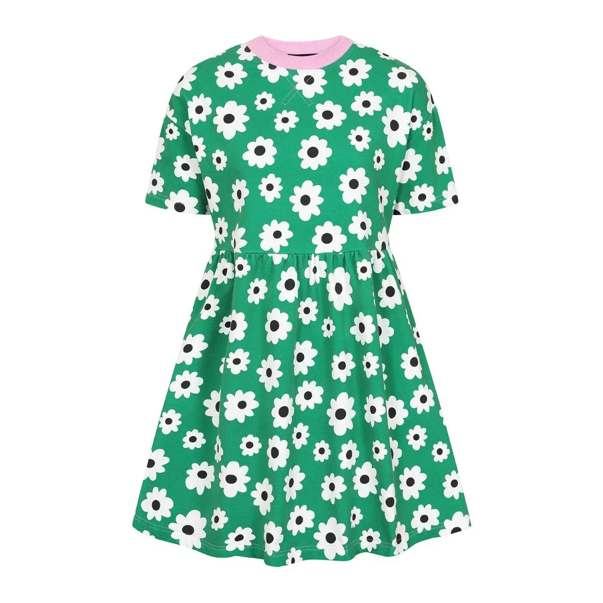 Kitsch Daisy Mini Dress - Hell Bunny Loungewear Collection  Loose Fit Short Sleeve Cotton, Elastane Summer Dress with Pockets Casual Comfort