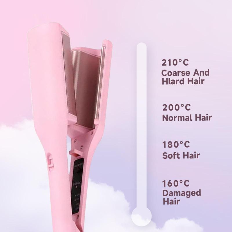 【Local Seller】French Wave Curling Iron, Egg-Roll Hairstyle Water Ripple V-Shaped, 4 Gears Temperature Fast Heating Ceramic Barrel, 32mm Mermaid Wave Wand for Long or Short Hair 4