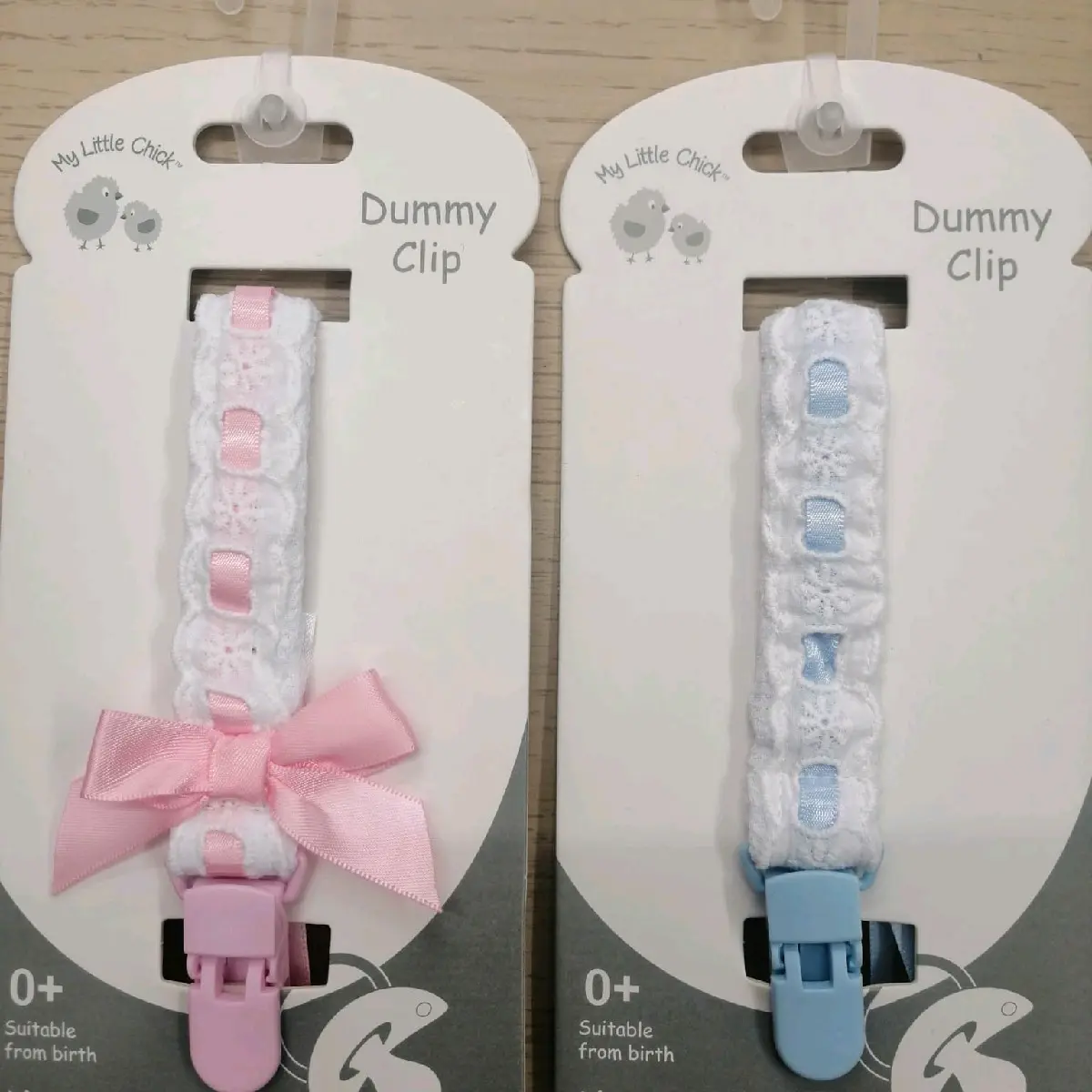 baby boys and girls dummy clips 2 colours