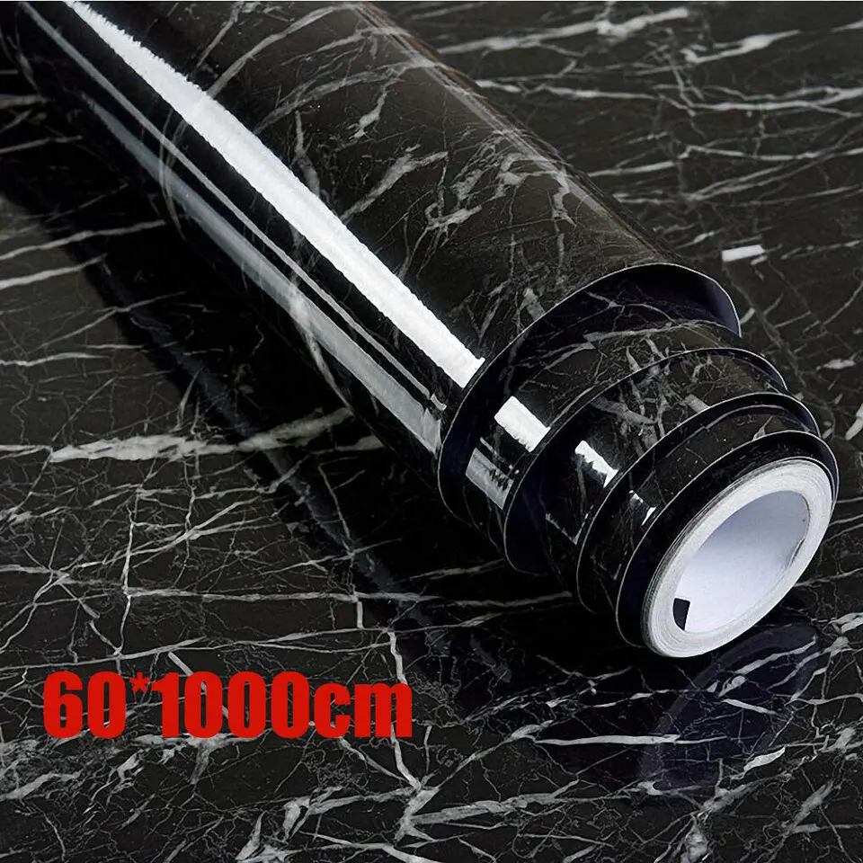 Kitchen PVC Marble Worktop Covering Cupboard Self Adhesive Sticker Wrap Film