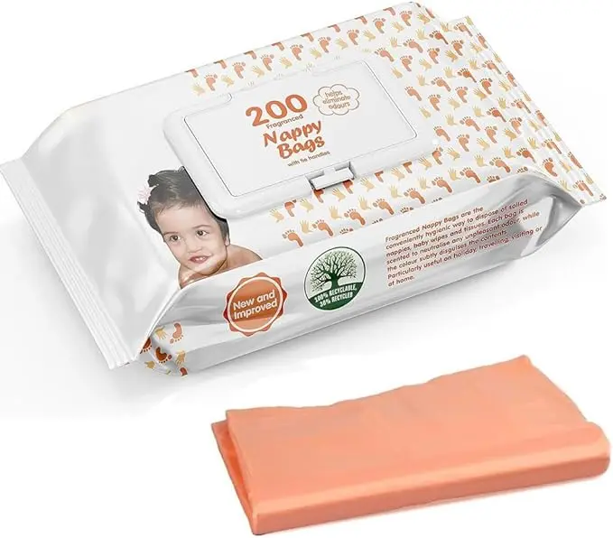 ANGIX Fragranced Nappy Bags with Tie Handles - Scented Sacks for Home, Travel & Baby Waste
