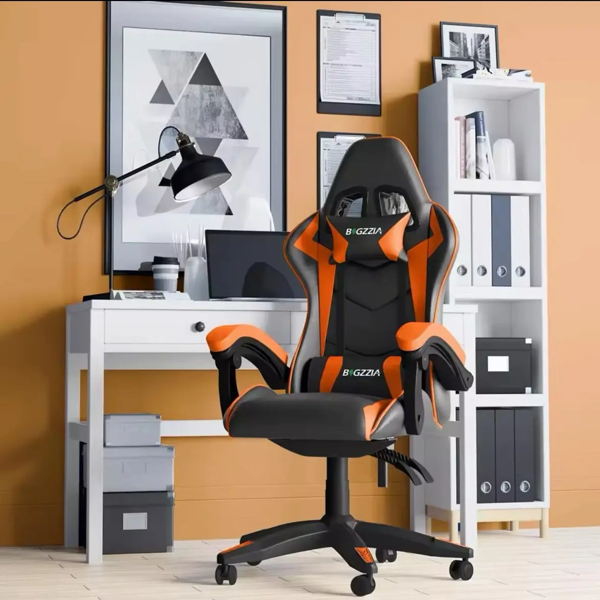 Ergonomic PU Leather Gaming Chair with Headrest and Lumbar Support for Office and Gaming