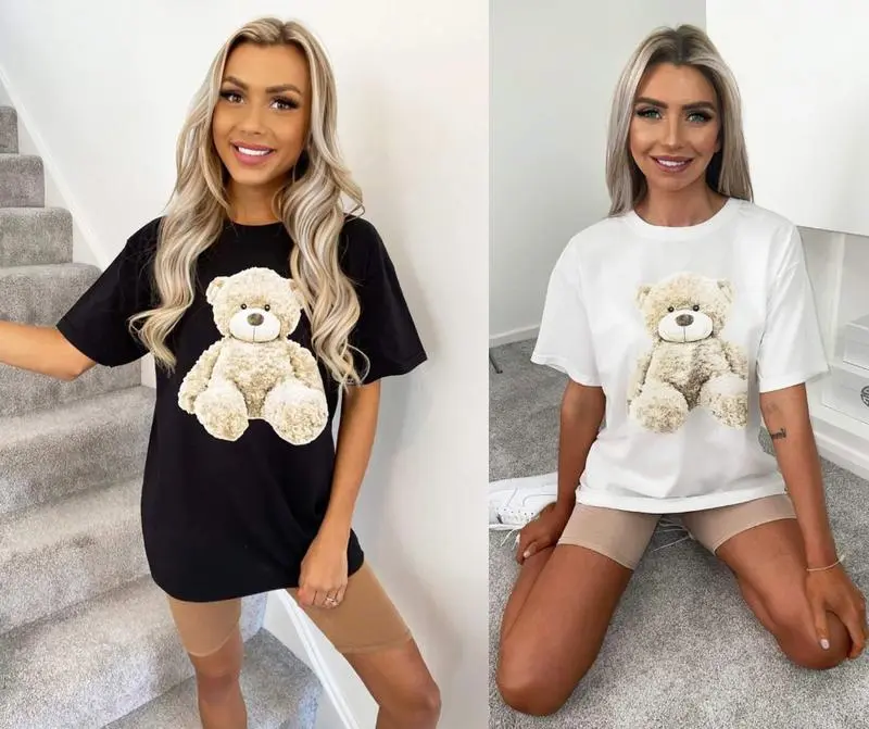 The Walking Style Women's Teddy Bear Slogan Oversized T-Shirt Comfort