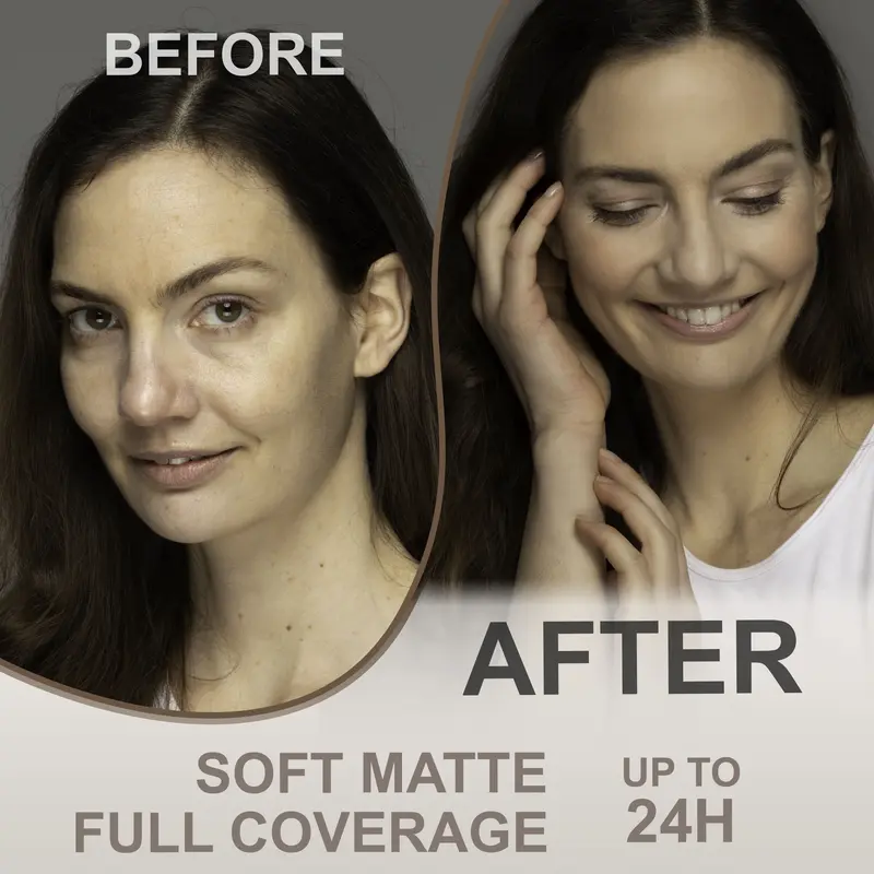 ABRUS Foundation Makeup - Flawless Matte Liquid Foundation for Full Coverage up to 24 Hours (A04 Buff Beige, 30 ml) 3