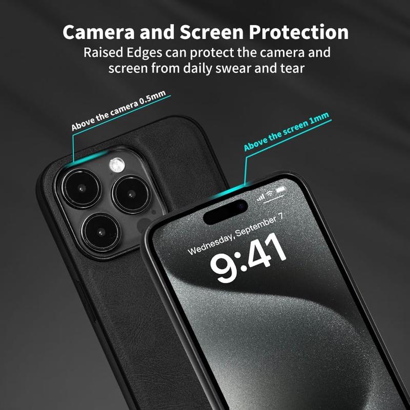 Leather Slim Case For IPHONE 11 12 13 14 15 16 Pro max Cover Military Grade Drop Protection, Non - Slip Anti - Fingerprint Soft PU Leather Scratch-Resistant Back Shockproof Mobile Phone Case Durable Protective Cellphone Casing 6