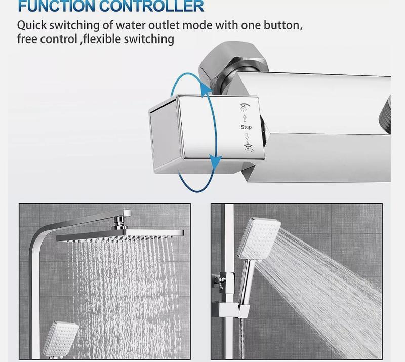 EVOLVE Chrome Square Thermostatic Shower Mixer Set Easy Fixing Kit WRAS Approved 4