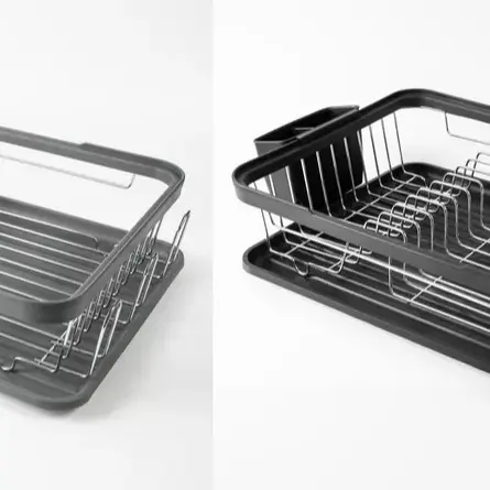Kitchen Dish Drainer Rack with Plastic Drip Tray Cutlery Holder Kitchen Dish Drainer Rack/Separate Cutlery Holder/Removable Drip Tray Organiser 1