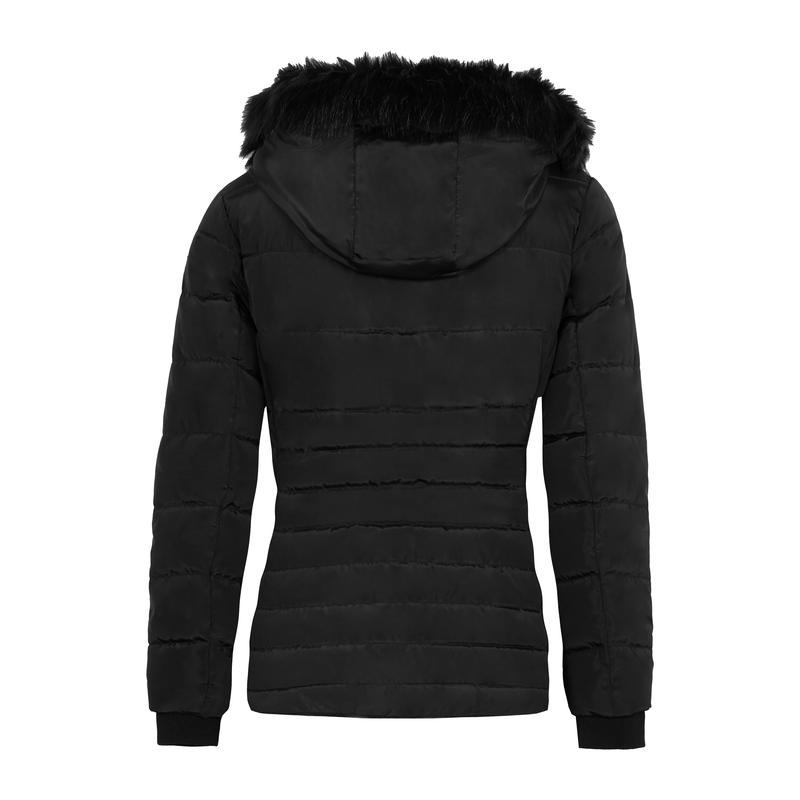 Spindle Womens Ladies Premium Quality Hooded Short Fur Parka Quilted Padded Puffer Coat | Zip Side Pockets | Luxurious Detachable Faux Fur on Hood 4