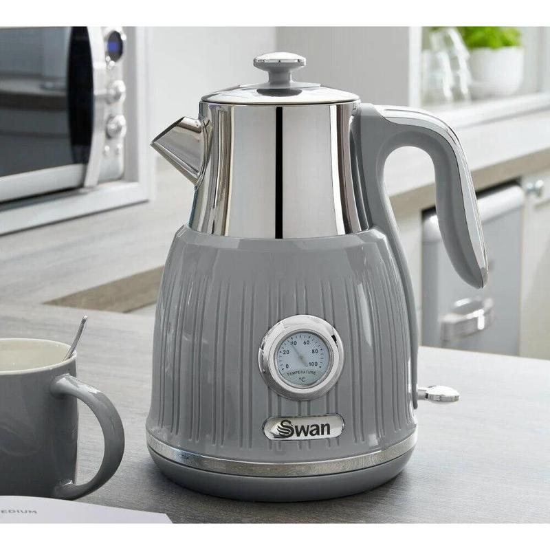 Swan Retro Kettle with Temperature Dial Display SK31040GRN (Grey) | Same-Day Dispatch & Fast Free Delivery | Kettles 2