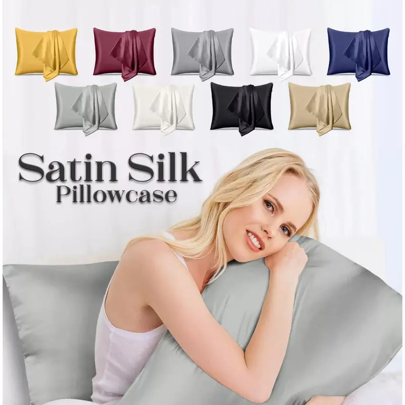 Soft 100% Mulberry Satin Silk Pillowcase For Hair Pillow Covers Queen Standard 2