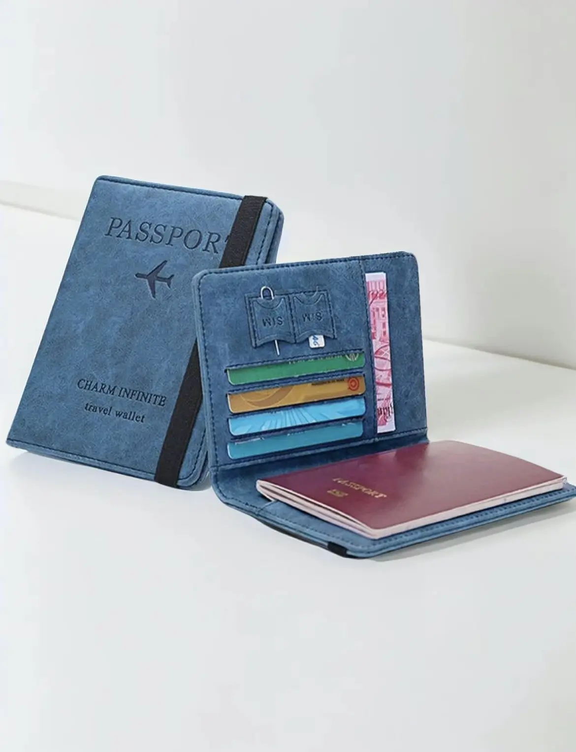 Solid Colour Passport Holder Cover Wallet - RFID Blocking Leather Card Case - Christmas Gift