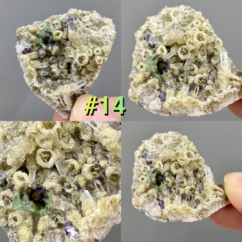 Purple Green Fluorite Clusters Specimens, Inner Mongolia China, Fluorite with Quartz, Cubic Fluorite Crystal 7
