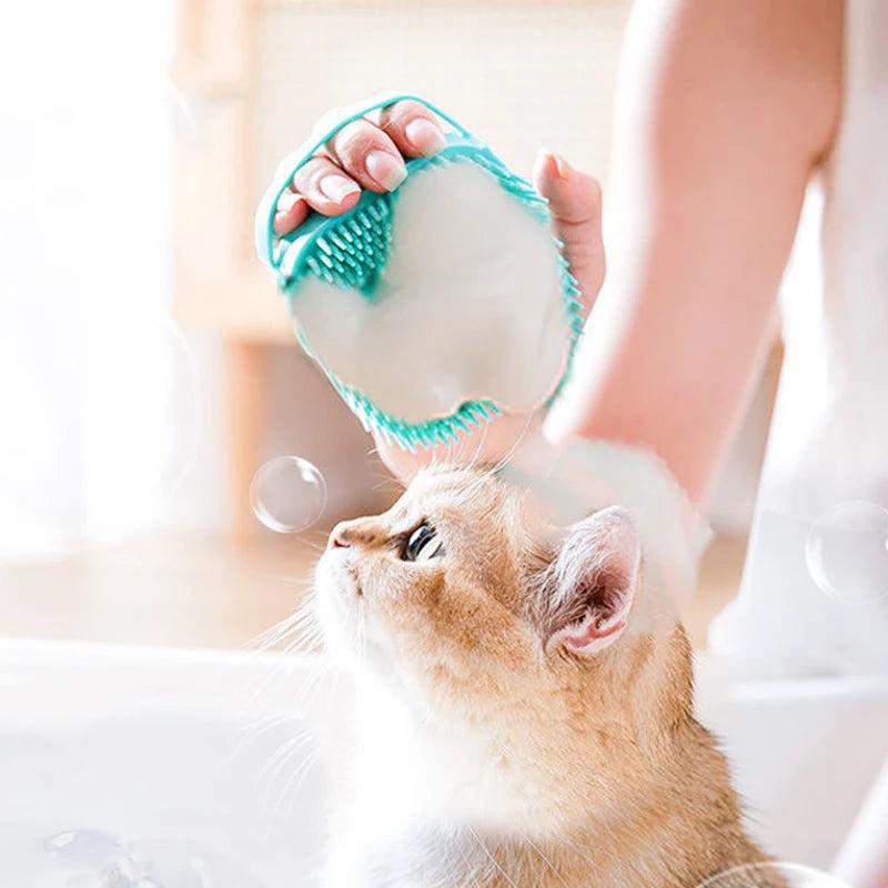 Pet Bathing Brush Soft Silicone Massager Shower Gel Bathing Brush Clean Tools Comb Dog Cat Cleaning Grooming Supplies 2