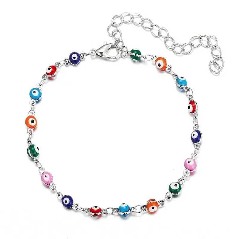 Evil Eye Beads Anklet Lucky Turkish Ankle Chain Gold/Silver Summer Beach 3