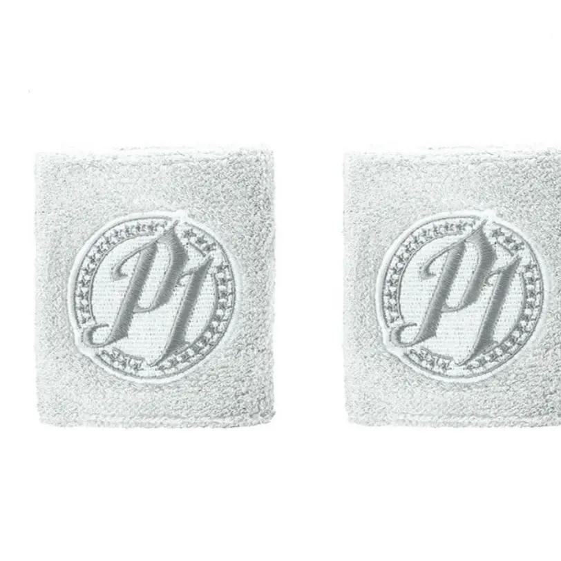 AJ Styles WWE Authentic P1 Grey Logo Wristbands Set of 2 New