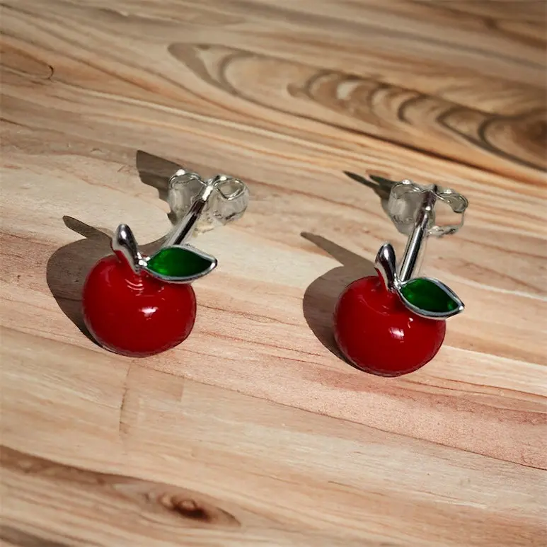 Silver Apple Earrings