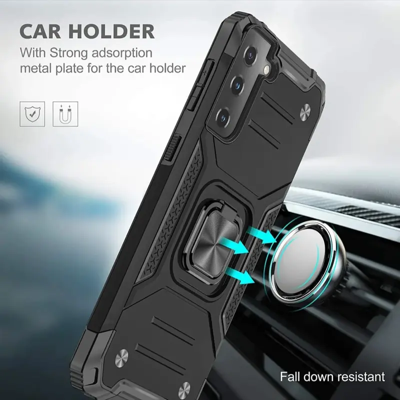 Shockproof Case for Samsung Galaxy S25 S25 Ultra S24 S23 S22 S21 S20 FE Plus Ultra5G Ring Cover Accessories Holder Metal Protection Magnetic Smartphone Protective Handheld Cellphone 5