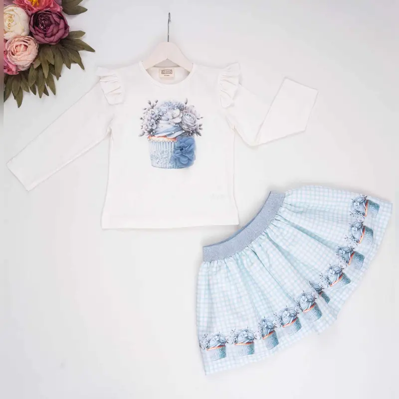 Neon Blue Skirt Set - "Lucia" 3788 0