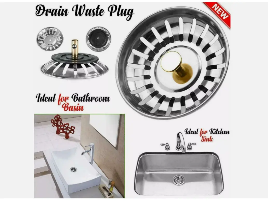 PREMIUM KITCHEN SINK REPLACEMENT DRAIN WASTE FILTER PLUG BASIN STRAINER DRAINER