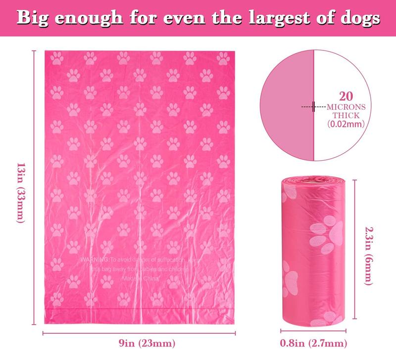 Dog Poo Bags 240 Pink Large Poop bags with Dispenser,Super Strong 100% Leak Proof Poo bags dogs rolls with Corn Starch Compostable 1