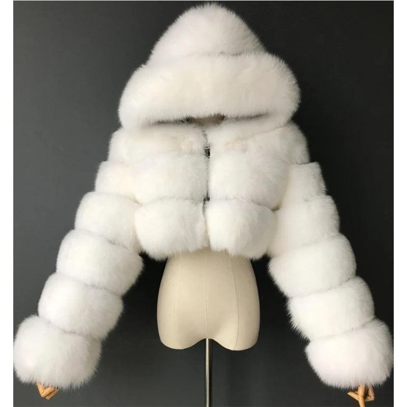 Genzi Furry Cropped Faux Fur Coat With Hood 1
