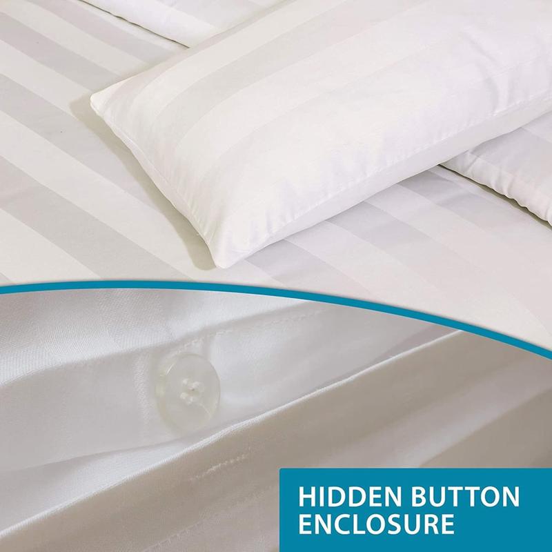 Microfibre Duvet Cover Hotel Quality Bedding Set Satin Stripe  Quilt Duvet Covers, Solid Soft & Comfy Bedding Cover Set Breathable Duvet  Set Satin  Bed  Sheets Mattress  Protector 6