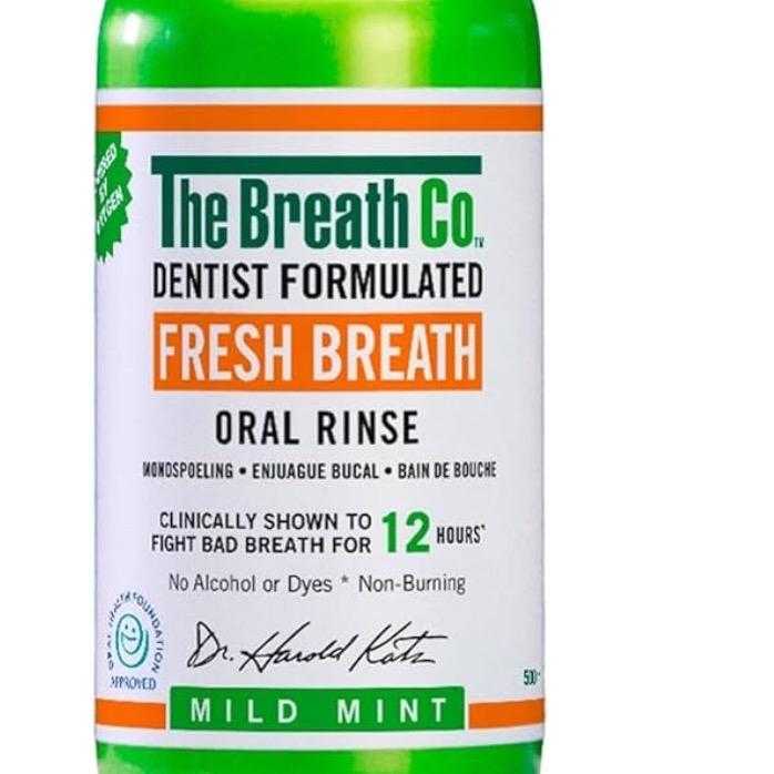 The Breath Co Alcohol Free Mouthwash - Dentist Formulated Oral Rinse for 12 Hours of Fresh Breath - Mild Mint Flavour, 500ml Sensitive 5