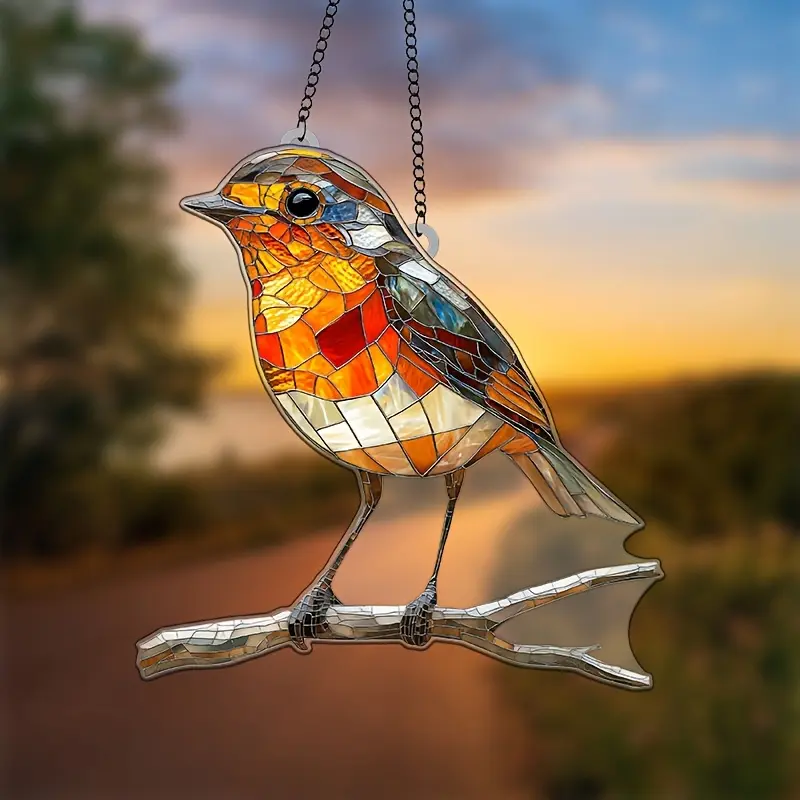 1pc, Robin Suncatcher (20.32cm X 20.32cm), Acrylic Sign, Scene Decor, Wall Decor, Great for Kitchen, Farmhouse Decor, Garden, Country Home, Perfect Gift for Animal Lovers, Bird Lovers Giftriend, creative Gift