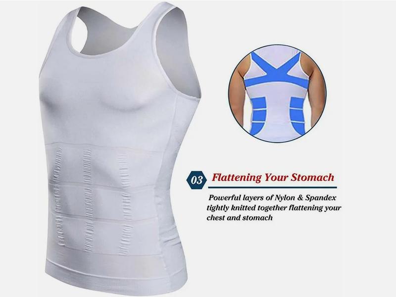 S M L XL XXL White and Black Men Solid Compression Shapewear Tank Top Stretch Tummy Control Shaper Vest Casual Plain Menswear Underwear Bestie Operator Techwear Biker Beige Wetsuit Tropical 6