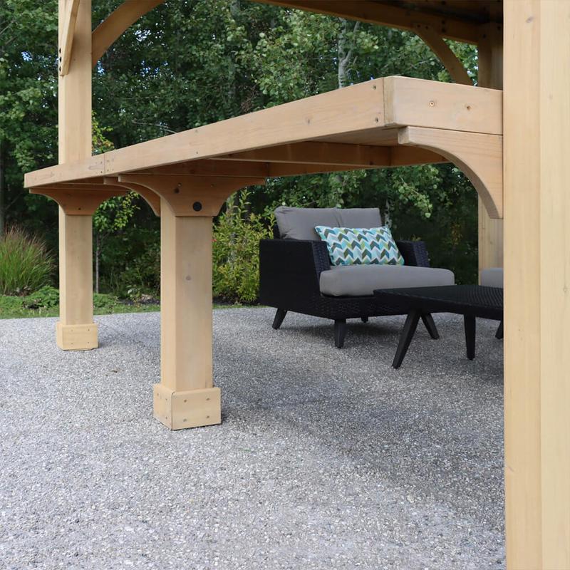 Yardistry Meridian Gazebo 12ft x 14ft (3.7m x 4.3m) with Privacy Wall & Bar Counter 1