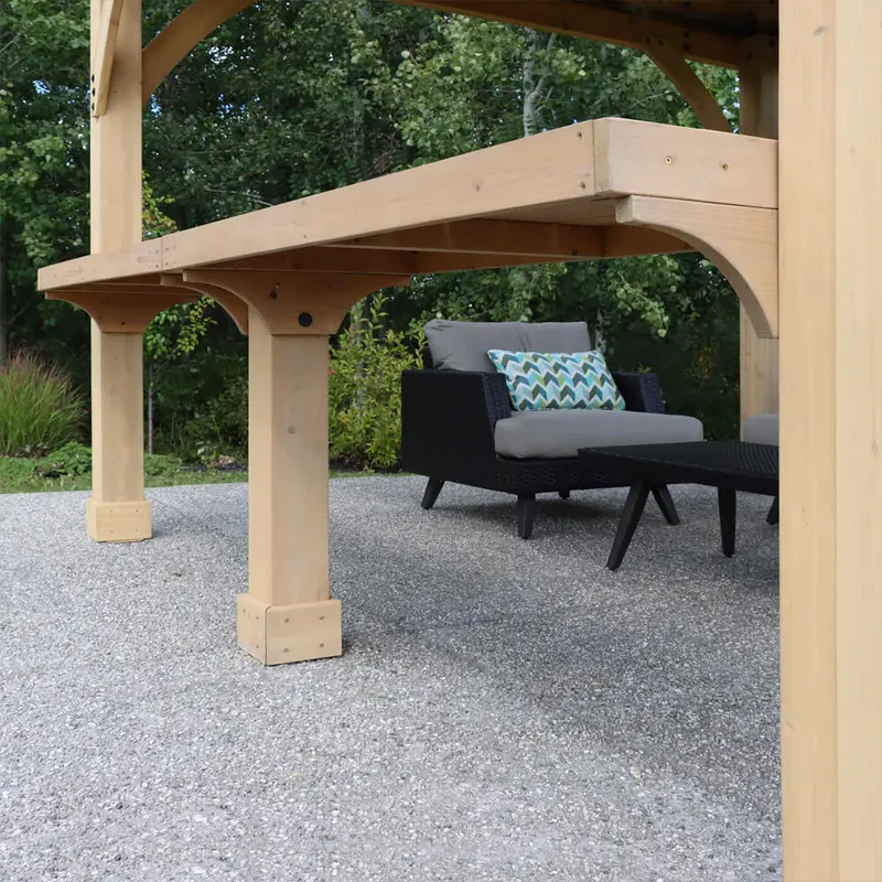 Yardistry Meridian Gazebo 12ft x 14ft (3.7m x 4.3m) with Privacy Wall & Bar Counter 1