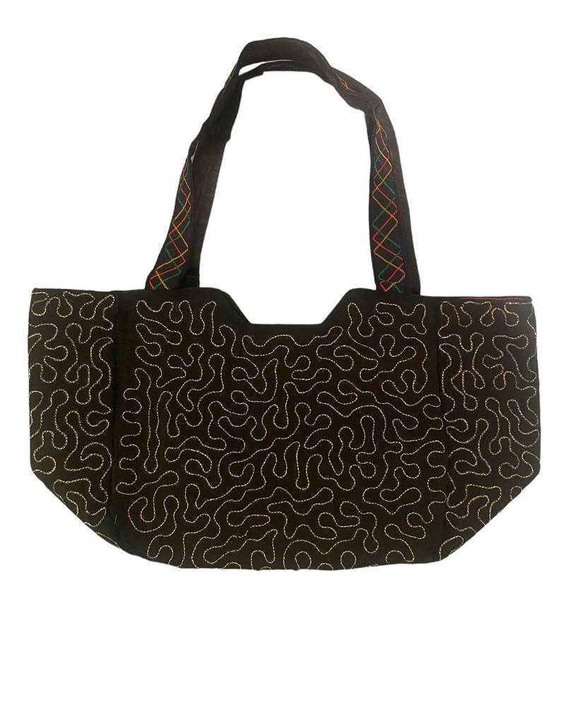 Product Introduction of Womens Large Shoulder Bag Dark Blue with Green,Red and Blue Flower design 2