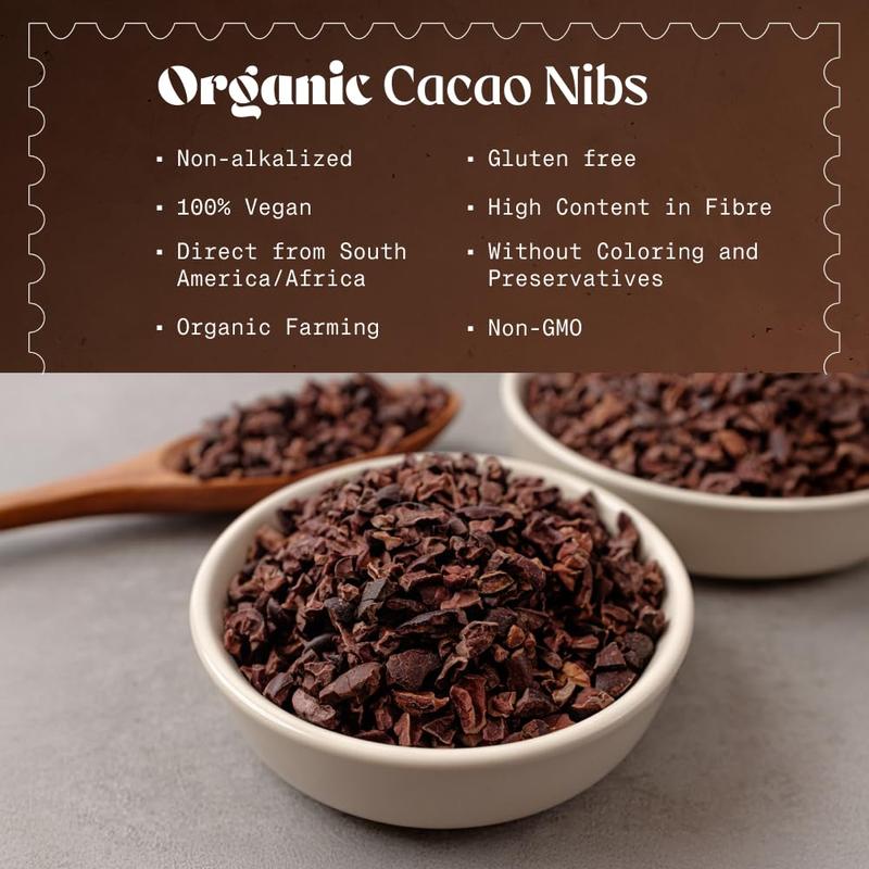 Organic Raw Cacao Nibs 400g. Natural and Pure. Made in Tropical Regions from The Theobroma Cacao Plant. Source of Magnesium, Potassium and Iron. NaturaleBio 1