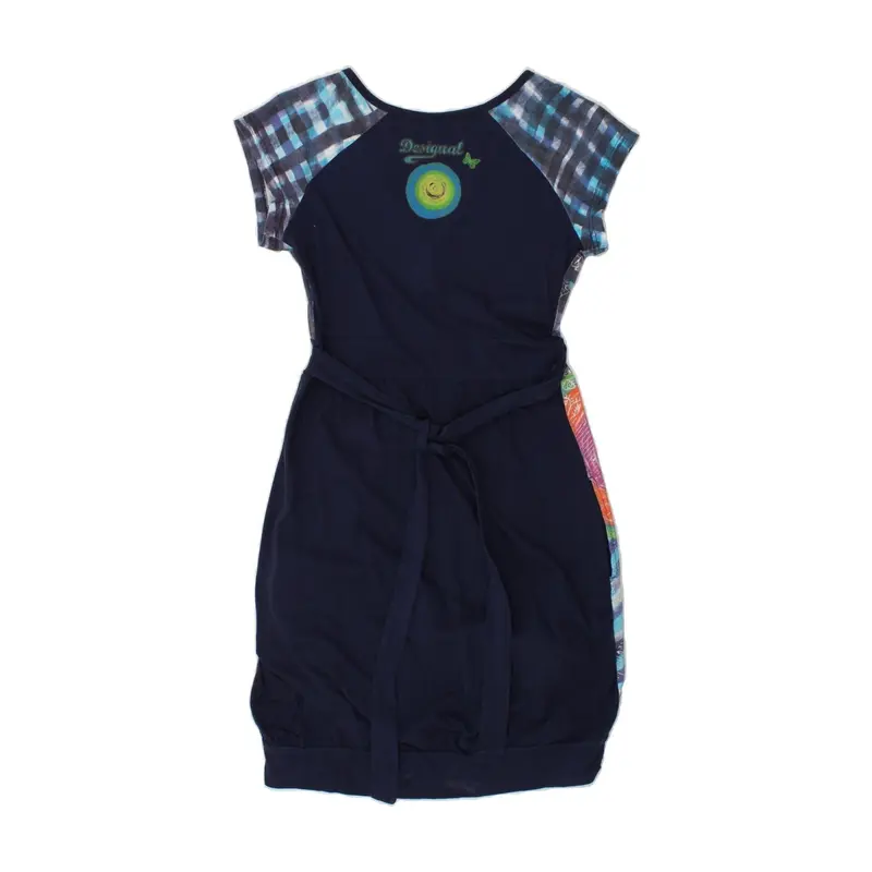 Pre-Owned Vintage DESIGUAL Womens Graphic Bubble Dress UK 12 Medium Navy Blue Floral 2