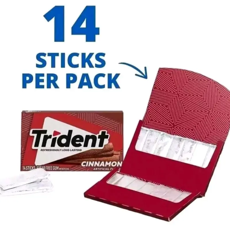 Trident Cinnamon Flavour Sugar Free Gum, 12 Packs of 14 Sticks Each - US Imported Snack 2
