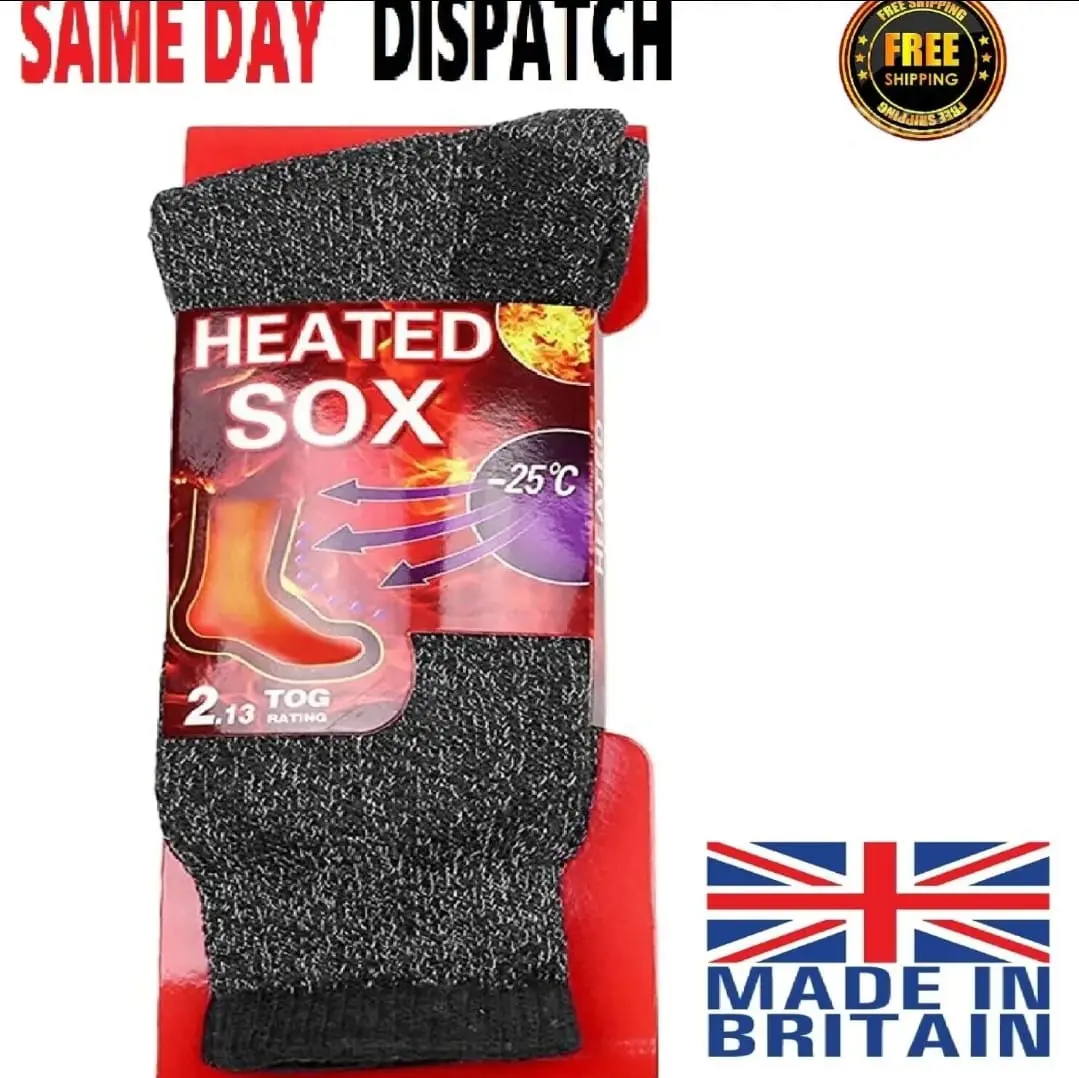 Mens Thermal Heated Socks Thick 2.13 Tog Winter Warm Boot Work Ski Walking NEW