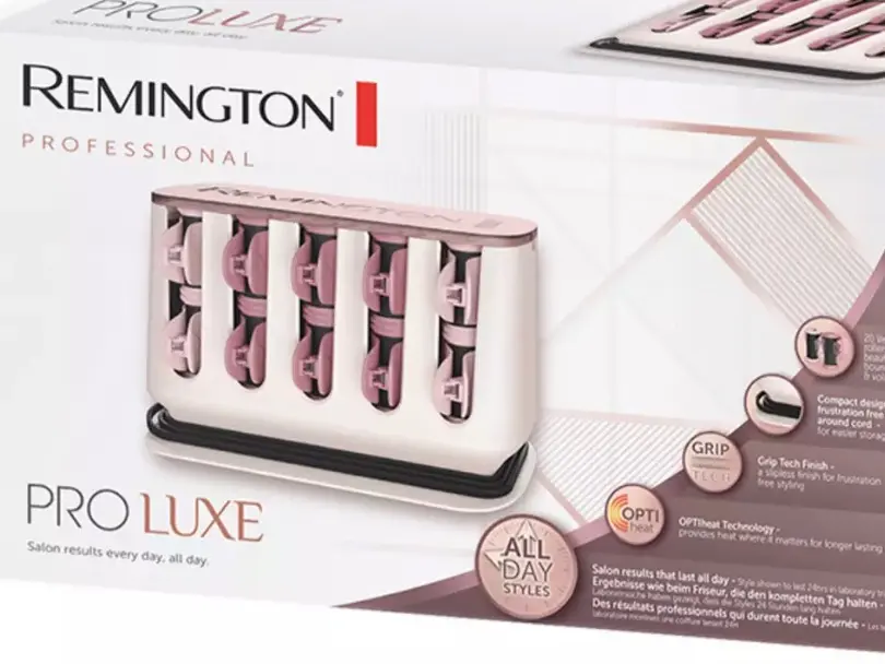 Remington Heat Heated Rollers- ProLuxe Hair Rollers Hair Curler Rose Gold Hair Styler Curler Salon Curls With Volume- OptiHeat Technology Heats Rollers Clips to set Curls in 5 Mins 20 Velvet Flocked Rollers-8 x 25mm and 12 x 32mm Case Storage Comfort