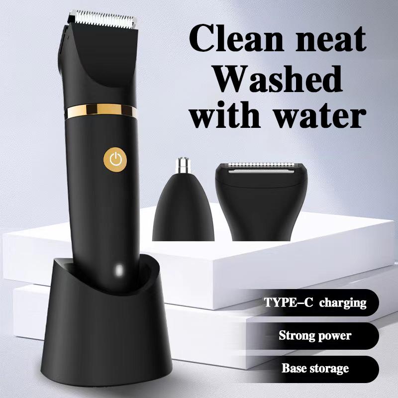 Product Introduction of Three-in-one Electric Body Hair Trimmer- Groin Hair Trimmer - Ball Trimmer for Men - Replaceable Ceramic Blade Heads,USB Recharge,Waterproof Male Hygiene Razor Safe Quick Gift Cordless 0