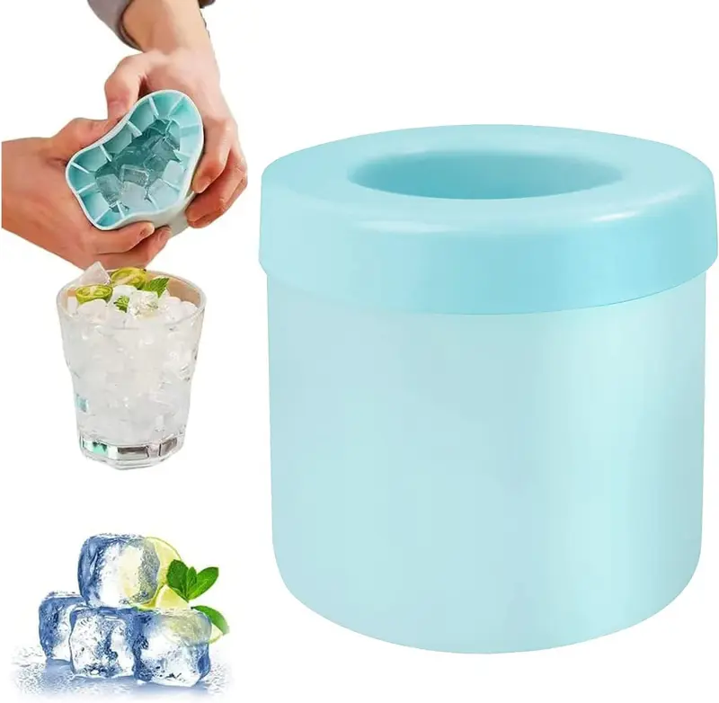 Silicone Ice Cube Mold, New Cylinder 3D Ice Cubes Maker, Ice Cup Mini Ice Cube Tray Making 60 Ice Cubes for Chilling Cocktail Whiskey Tea Coffee, Decompress Ice Lattice, Press-Type Easy-Release Kitchen Plastic Utensils Bpa free 4
