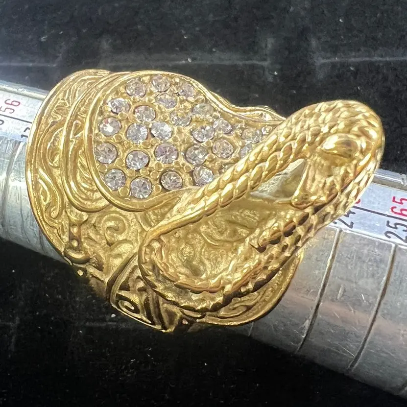 Stainless steel Diamond Saddle ring gold plated