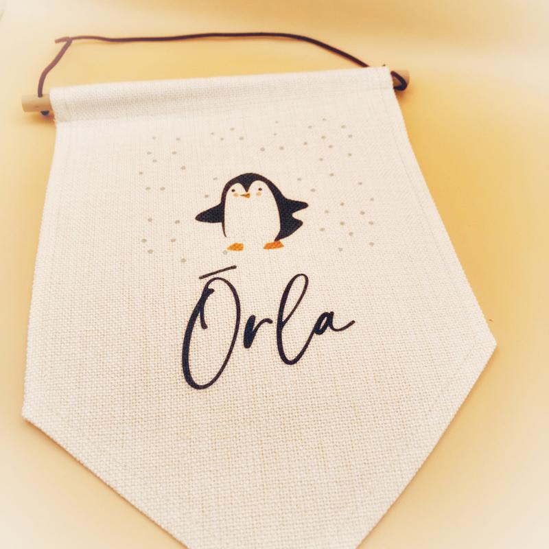 Personalised Wall Flag - Pennant Flag - Nursery Flag - Nursery Decor - Jungle Nursery - Newborn Gift -Christening Gift - Kids Linen Flag 4