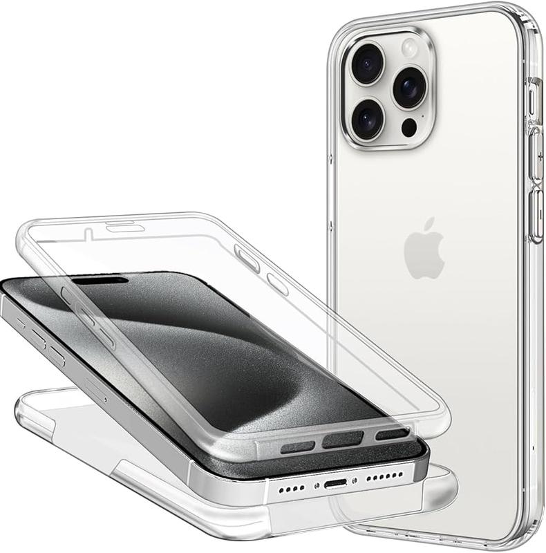360 Case For iPhone 16 15 14 13 12 11 XR XS MAX 8 6 6 5 Clear TPU Shockproof Bumper Front and Back Cover 2