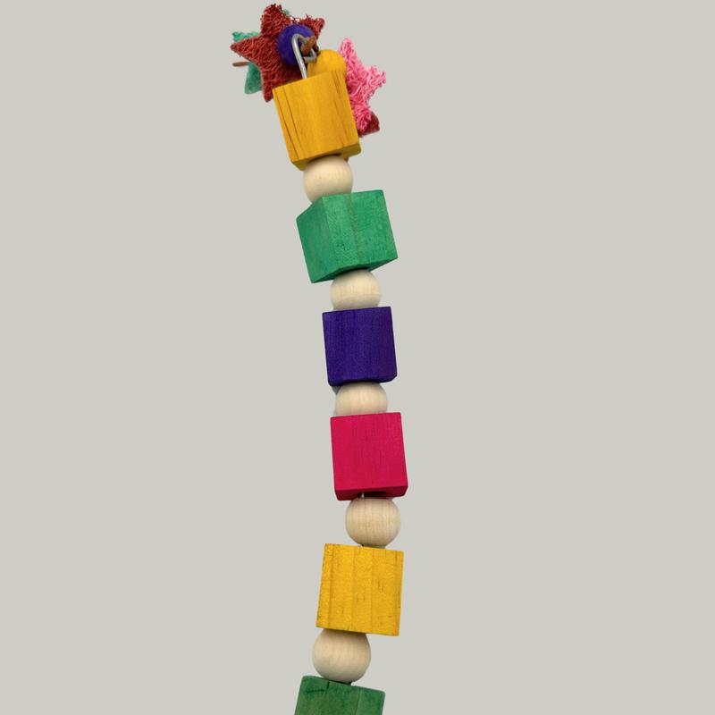 999  Block & Bead Perch Wood Large Parrot Birds Toys Budgie Cockatiel Chew Hanging Swing 2