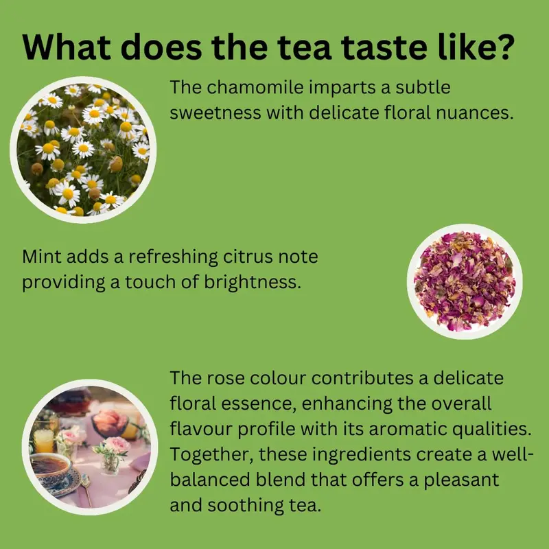 Premium GT Chamomile Lemon Balm Leaf Rose Blossom 20 Tea Bags Experience Tranquility with Premium Calming Tea Rose Flower Tea Bags for Relaxation and Sleepy Tea Premium GT Herbs & Fruits 2
